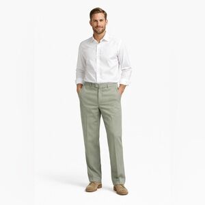 slim fit dress slacks Perry Ellis Outlet Men's Slim Fit Tech 2.0 Suit Pants in Olive/Green, Size 30, Nylon/Elastane main image 1